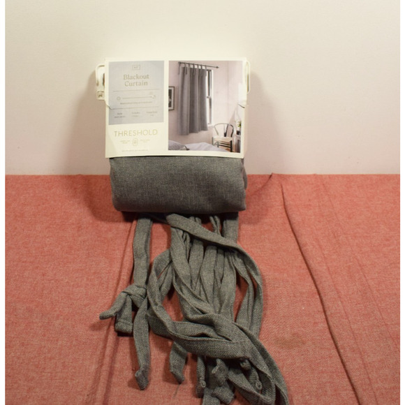 Threshold 50x63" Blackout Aruba Tie-Top Curtain Panel Gray* - Picture 2 of 6